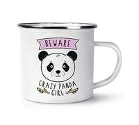 Beware Crazy Panda Girl Retro Enamel Mug Cup