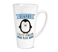 Beware Crazy Penguin Man 17oz Large Latte Mug Cup