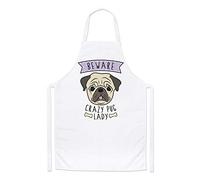 Beware Crazy Pug Lady Chefs Apron