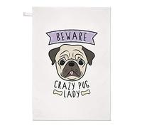 Beware Crazy Pug Lady Tea Towel Dish Cloth