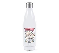 Beware Crazy Rabbit Girl Double Wall Water Bottle Insulated Stainless Steel Sports Drinks 500ml White