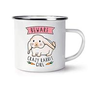 Beware Crazy Rabbit Girl Retro Enamel Mug Cup