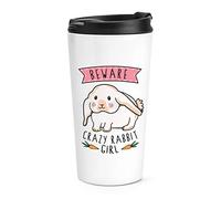 Beware Crazy Rabbit Girl Travel Mug Cup