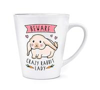Beware Crazy Rabbit Lady 12oz Latte Mug Cup