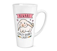 Beware Crazy Rabbit Lady 17oz Large Latte Mug Cup