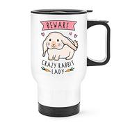Beware Crazy Rabbit Lady Travel Mug Cup with Handle