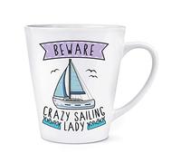 Beware Crazy Sailing Lady 12oz Latte Mug Cup