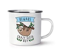 Beware Crazy Sloth Boy Enamel Mug Cup
