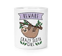 Beware Crazy Sloth Girl Makeup Brush Pencil Pot
