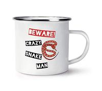 Beware Crazy Snake Man Retro Enamel Mug Cup
