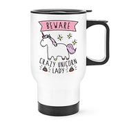 Beware Crazy Unicorn Lady Travel Mug Cup with Handle