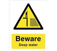 Beware Deep Area - Water Safety Signage - Durable, High-Visibility UK Compliance Sign (A5 200x150mm Self Adhesive Sticker)