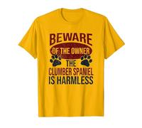 Beware - Dog Dad Dog Mom Clumber Spaniel Dog Owner T-Shirt, Men, Golden Yellow, Medium
