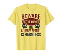 Beware - Dog Dad Dog Mom Clumber Spaniel Dog Owner T-Shirt, Men, Lemon Yellow, X-Large
