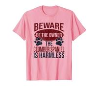 Beware - Dog Dad Dog Mom Clumber Spaniel Dog Owner T-Shirt, Men, Pink, Large