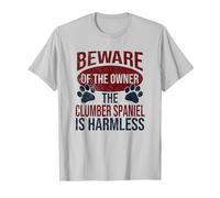 Beware - Dog Dad Dog Mom Clumber Spaniel Dog Owner T-Shirt, Men, Silver Grey, 3X-Large