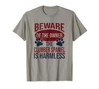 Beware - Dog Dad Dog Mom Clumber Spaniel Dog Owner T-Shirt, Men, Slate Grey, Medium