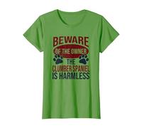 Beware - Dog Dad Dog Mom Clumber Spaniel Dog Owner T-Shirt, Women, Grass Green, Medium