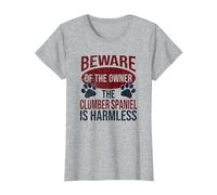 Beware - Dog Dad Dog Mom Clumber Spaniel Dog Owner T-Shirt, Women, Heather Grey, X-Small