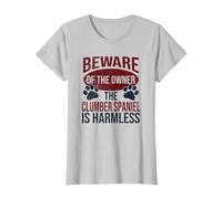 Beware - Dog Dad Dog Mom Clumber Spaniel Dog Owner T-Shirt, Women, Silver Grey, Large