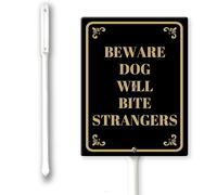 Beware Dog Will Bite Strangers Sign With Stakes Outdoor Lawn Yard Signs 7 x 8.8 inch