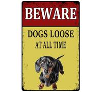 Beware Dogs Loose At All Time Tin Sign Warning Sign Golden Retriever Metal Signs For Bar Cafe Backyard Patio Outdoor Wall Decor 12x16inches