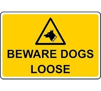 Beware Dogs Loose Safety Sign - 1mm Plastic Sign (100mm x 150mm)
