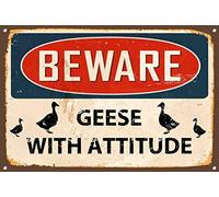 Beware Geese With Attitude Style Metal Sign Wall Decor Poster Metal Sign 8X12 Inches