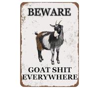 Beware Goat Shit Everywhere Retro Metal Tin Sign,Farm Yard Decor Warning Tin Painting Farm Tin Signs For Living Room Cafe Bar Club Office Home Wall Decor