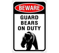 Beware! - Guard Bears On Duty Sign Durable Aluminum, Rust - Resistant, Easy to Install, Ideal for Streets, Driveways, Wall Art Outdoor Decor 8"x12"