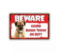 Beware Guard Border Terrier Lab On Duty Novelty Notice Metal Sign - 8x12 Inch Yard Signs Dogs Sign For Fence