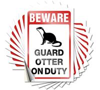 Beware! Guard Cute Otter On Duty Label, For Magnetic Bumper Book Wall Art