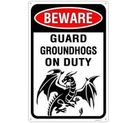 Beware! - Guard Dragon On Duty Sign Durable Aluminum, Rust - Resistant, Easy to Install, Ideal for Streets, Driveways, Wall Art Outdoor Decor 8"x12"