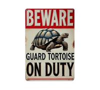 Beware Guard Tortoise on Duty Metal Tin Sign Vintage Garden Bedroom Cafe Bar Man Cave Home Wall Decor Metal Poster 8x12 in