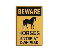 Beware Horses Enter At Own Risk Sign 12 X 8 Inches Reflective Aluminum Metal Warning Signage With Symbol For Indoor Outdoor Use
