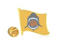 Beware I Bite Shark Illustrate Golden Metal Flag Lapel Pin Badge