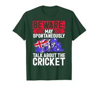 Beware May Spontaneously Talk About the Cricket Australian T-Shirt, Men, Dark Green, Small