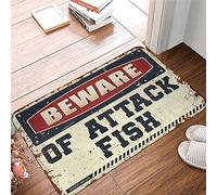 Beware Of Attack Fish Small Throw Kitchen Mats | Nonslip Durable Washable Low Pile Rv For Inside Non Slip(40X60CM)
