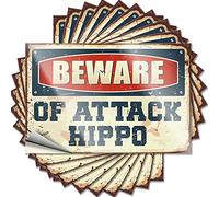 Beware of Attack Hippo Great Pool Decor - Sticker Garage Removable Vinyl Decal(12X18CM)