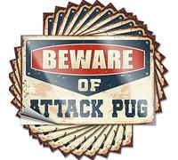 Beware of Attack Pug Label for Collection Book Weird Decor Good Job