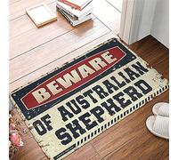 Beware Of Australian Shepherd Door Matall Diatomaceous Bath Non Skid | Corner Carpet Washable Stain Resistant Water Proof(65X90CM)
