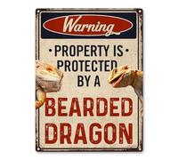 Beware Of Bearded Dragon Sign - Funny Bearded Dragons Gifts For Bearded Dragons Lovers Aluminum Rust Free 9" X 11", Pre-Drilled Holes, Weather Resistant