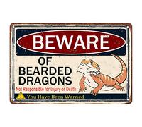 Beware Of Bearded Dragon Sign Reptile Dragons Tank Accessories Bearded Dragon Metal Tin Signs Lizard Stuff Vintage Wall Decor Gift For Dragon Lover Reptile Decorations 8 X 12 Inches