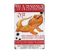 Beware of bearded dragon sign, rust free beware of bearded dragon warning signs, pre-drilled holes for easy mounting outdoor use for fence door or gate 8×12 INCH