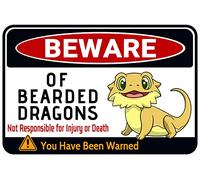 Beware of Bearded Dragons Sign for Bearded Dragon Tank Cage Decor - Gift for Dragon Lover 12" * 8" (036)