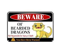 Beware Of Bearded Dragons Sign For Bearded Dragon Tank Cage Home Bedroom Bathroom Decor,Warning Sign Gift for Dragon Lover 8x12 Inch