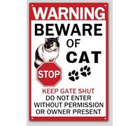 Beware of Cat Signs - Fence & Property Warning - Metal Tin Signs - 8x12inch