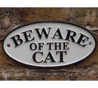 BEWARE OF CAT - Small Cast Iron Sign
