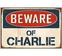 Beware of Charlie Sign | Vintage Aluminum Metal Tin Signs 8"x12"