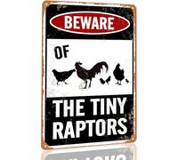 Beware of Chicken Sign Chicken Signs for Coop Funny Outdoor Chicken Coop Signs Beware of The Tiny Raptors Sign Chicken Coop Accessories Funny Warning Sign for Chickens Chicken Coop Decor 8x12 Inch